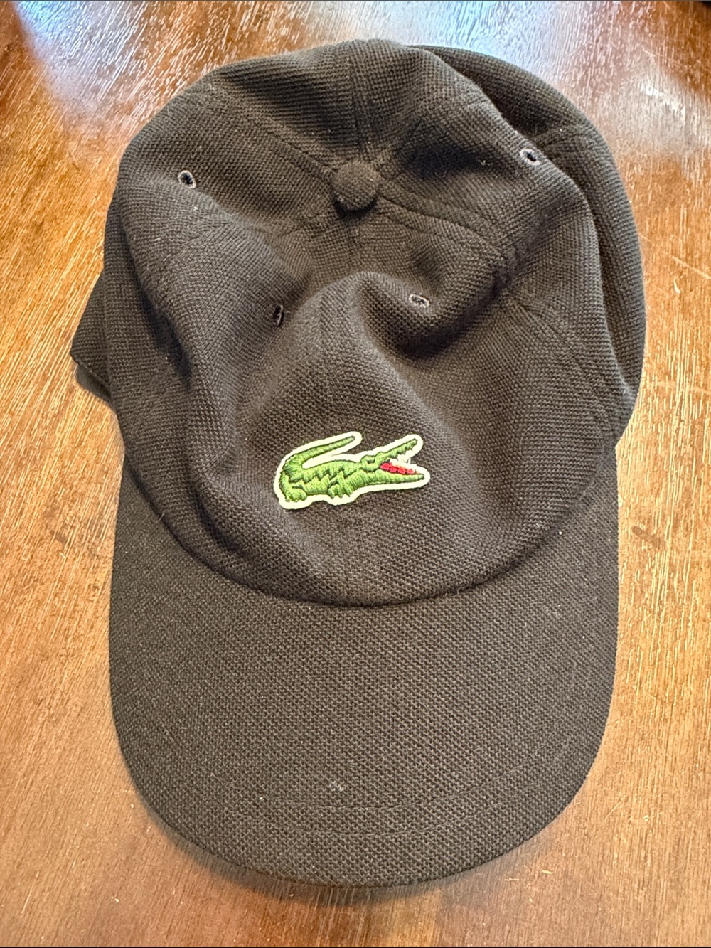 Lacoste Black Cap with Green Crocodile Patch